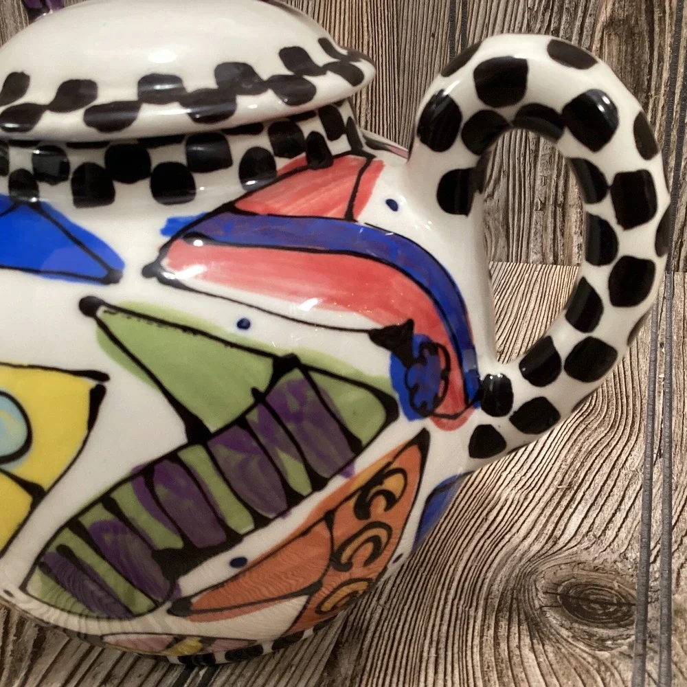 Modern Pop Art Robin Sterling Painted High Heel Ceramic Shoe Teapot For Weitzman